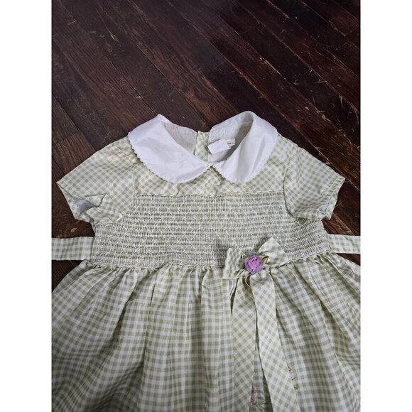 Vintage Green White Collared Neck Plaid Dress size 4 - Picture 3 of 11